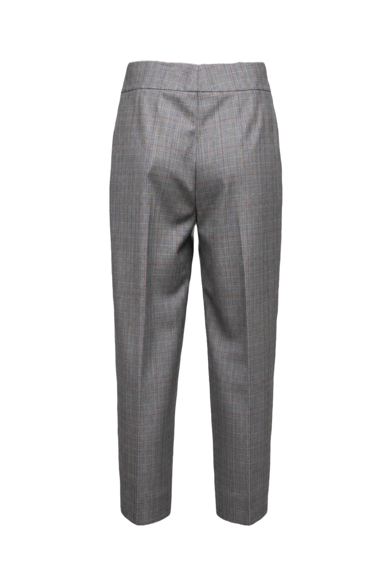 1960s Grey Wool Plaid Trousers - Back View