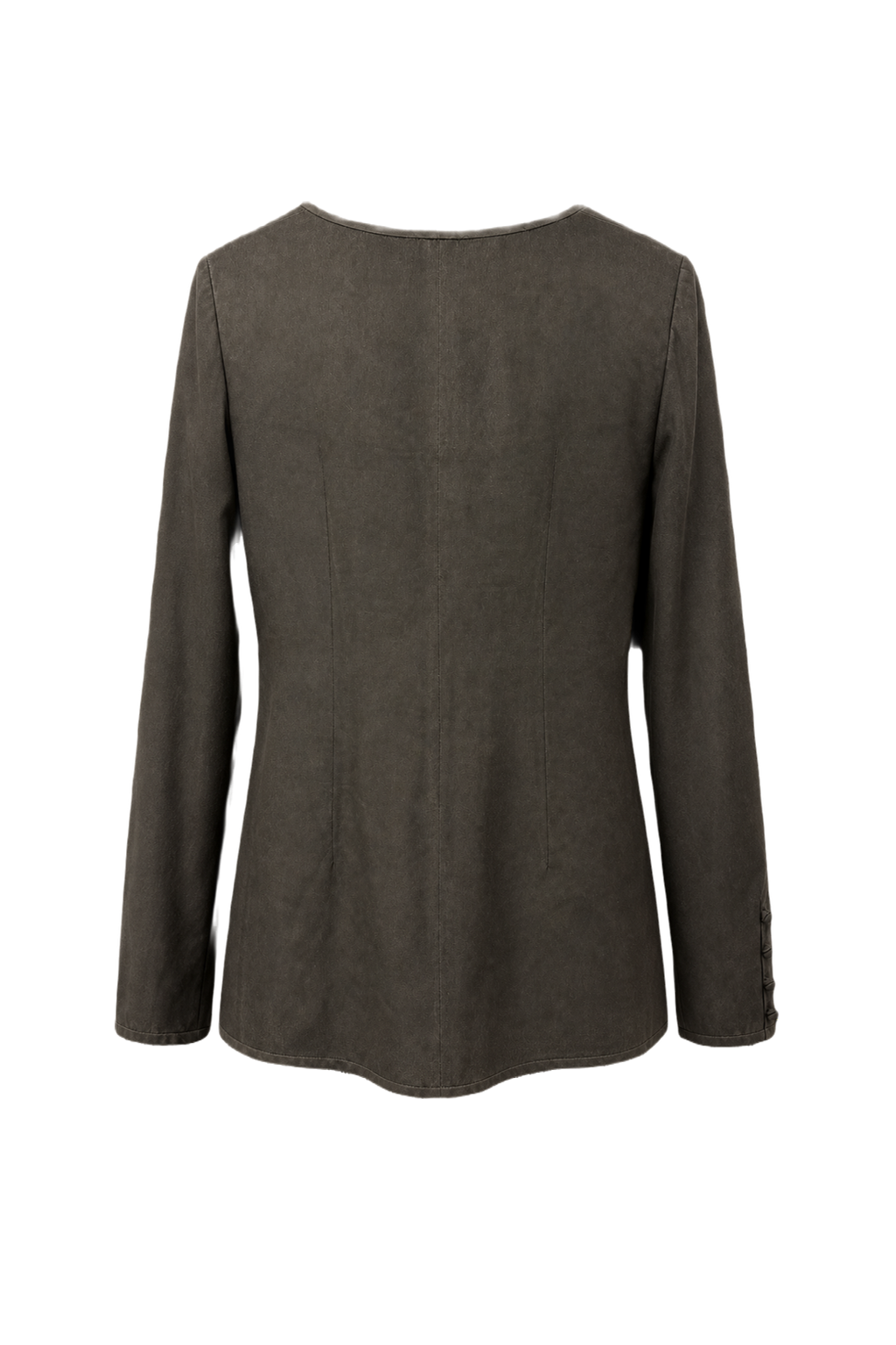 1990s Dark Olive Silk Blouse - Back View