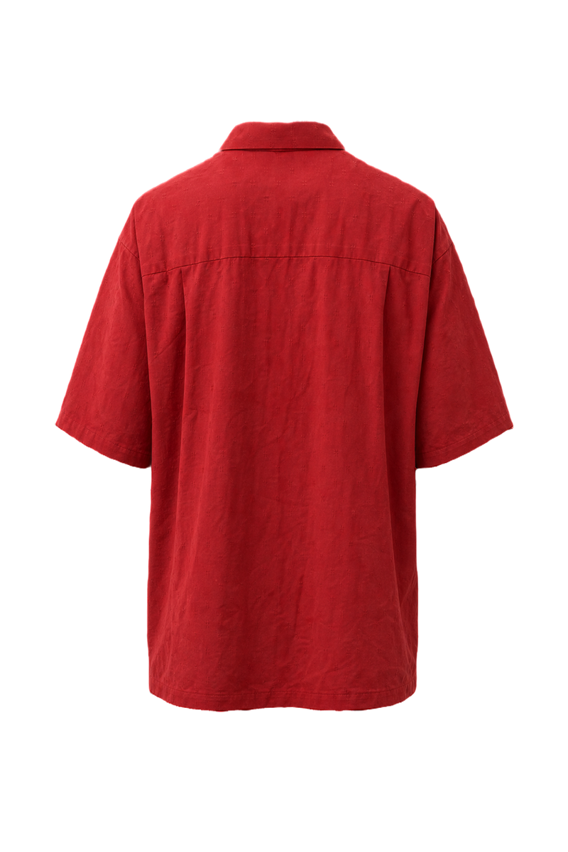 1970s Red Cotton Blend Shirt - Back View
