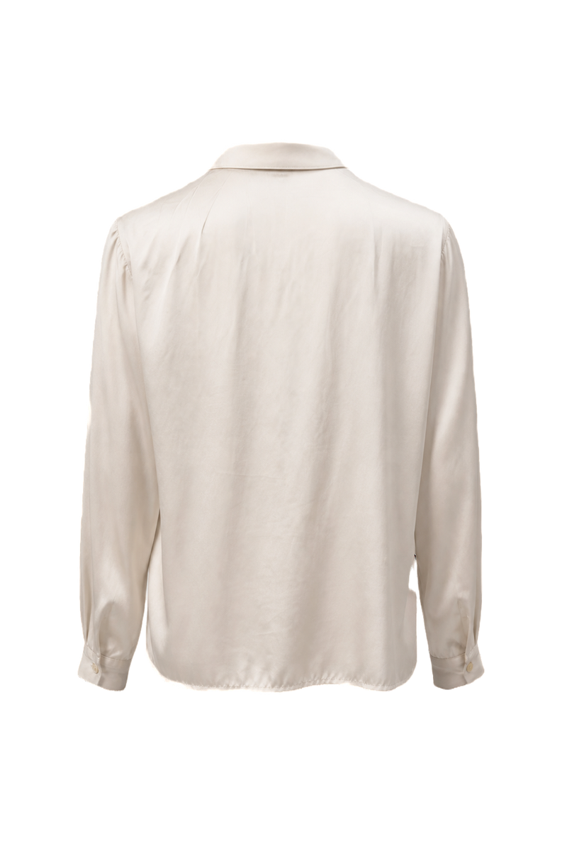 1980s Cream White Polyester Blouse - Back View