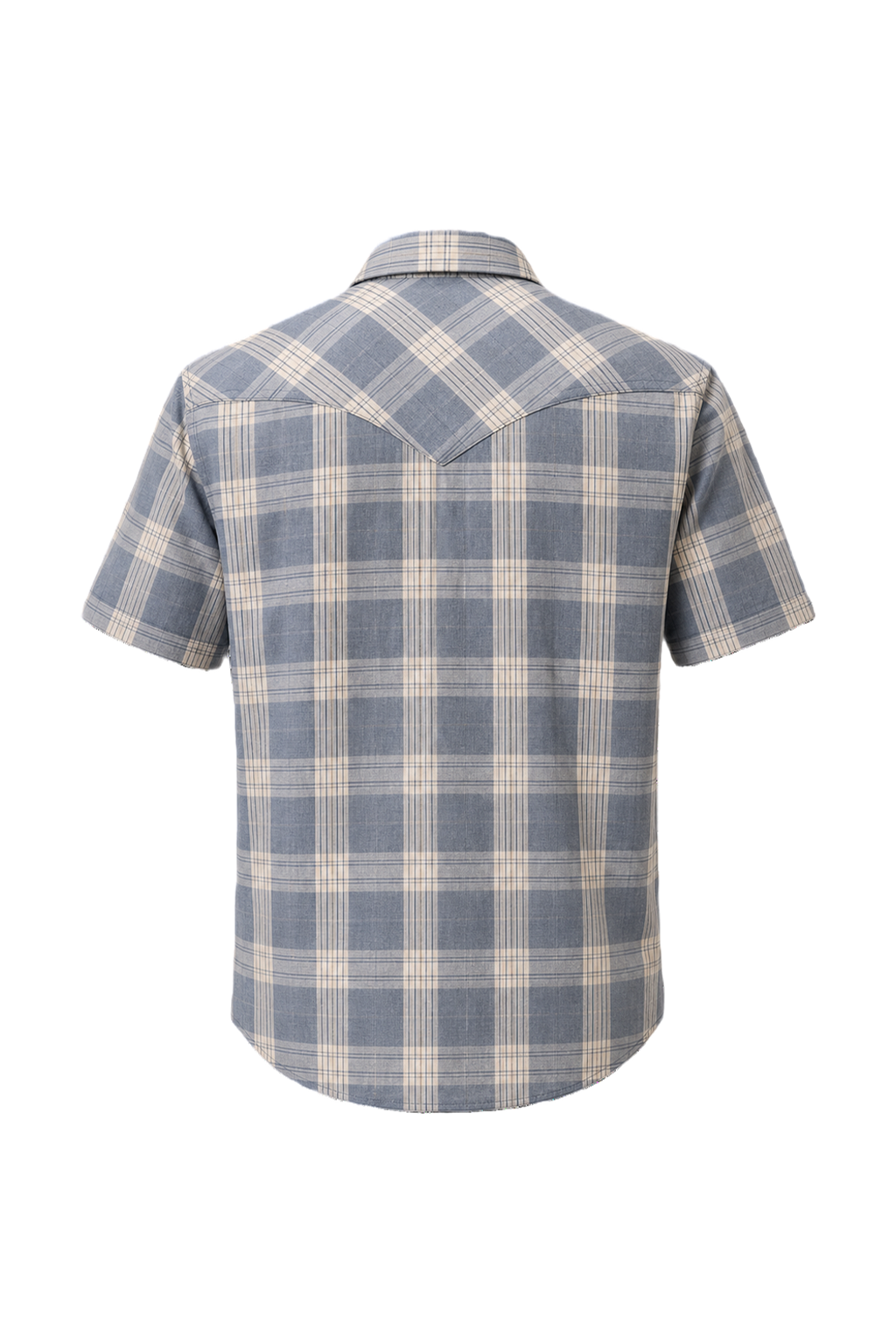 1970s Light Blue Cotton Blend Western Shirt - Back View