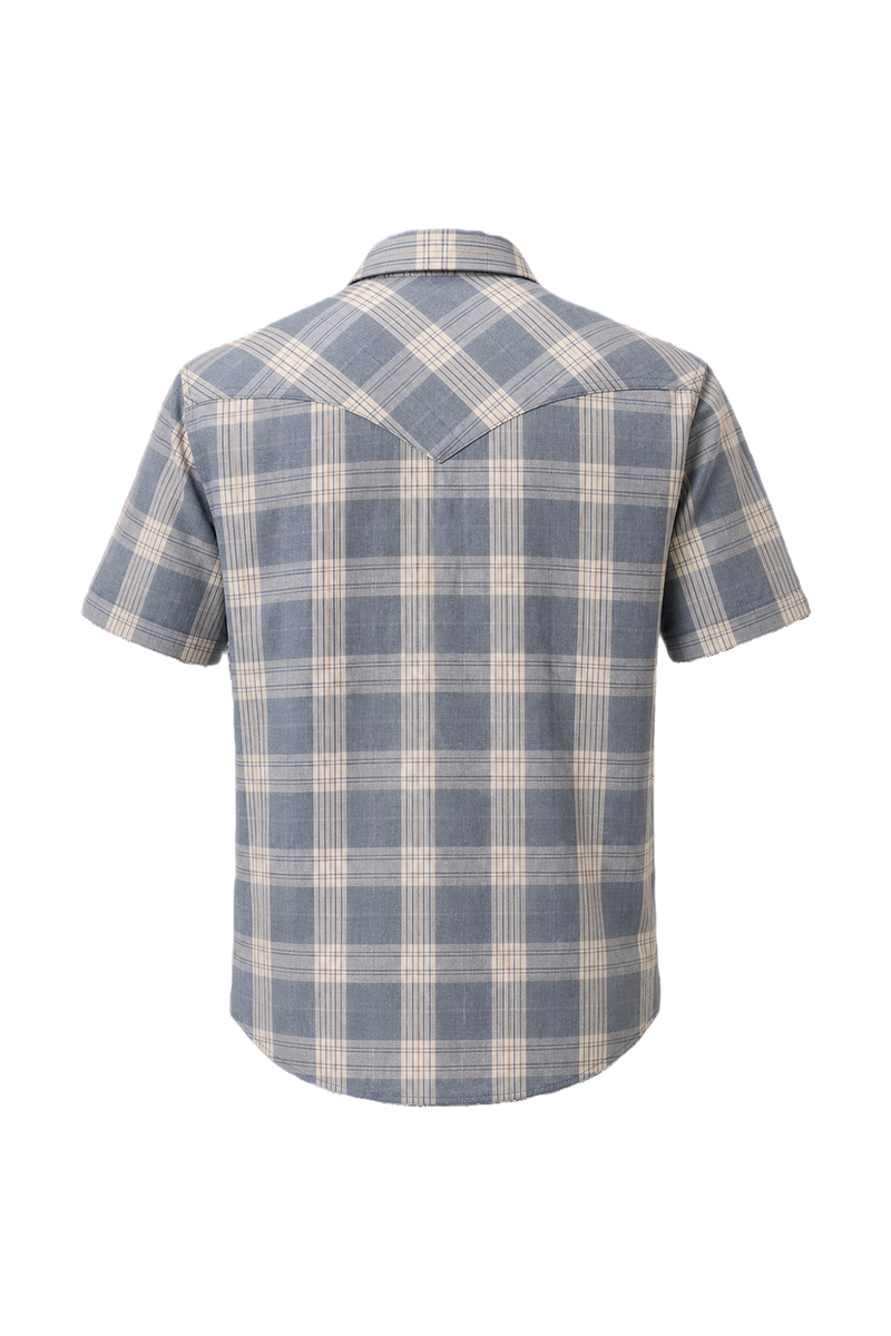 1970s Light Blue Cotton Blend Western Shirt - Back View