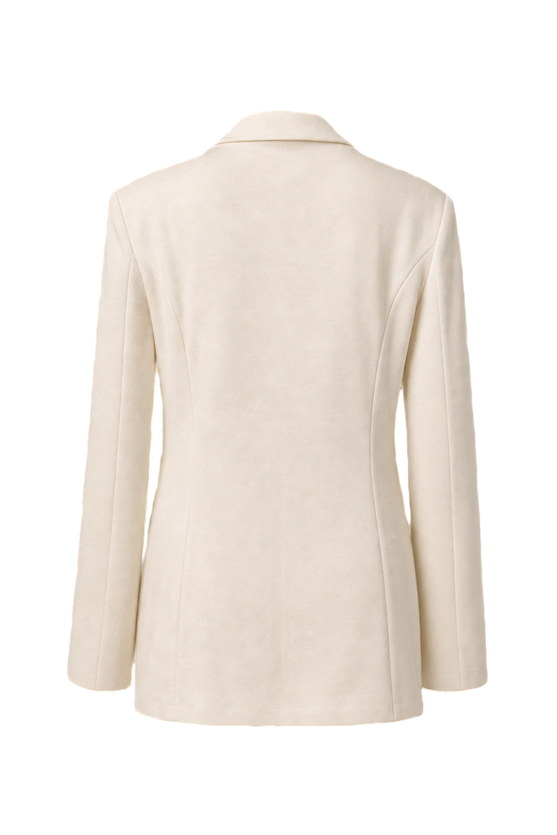 1980s Cream Polyester Blend Blazer - Back View