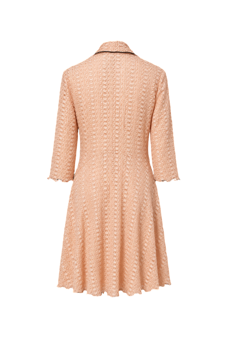 1970s Peach Polyester Dress - Back View