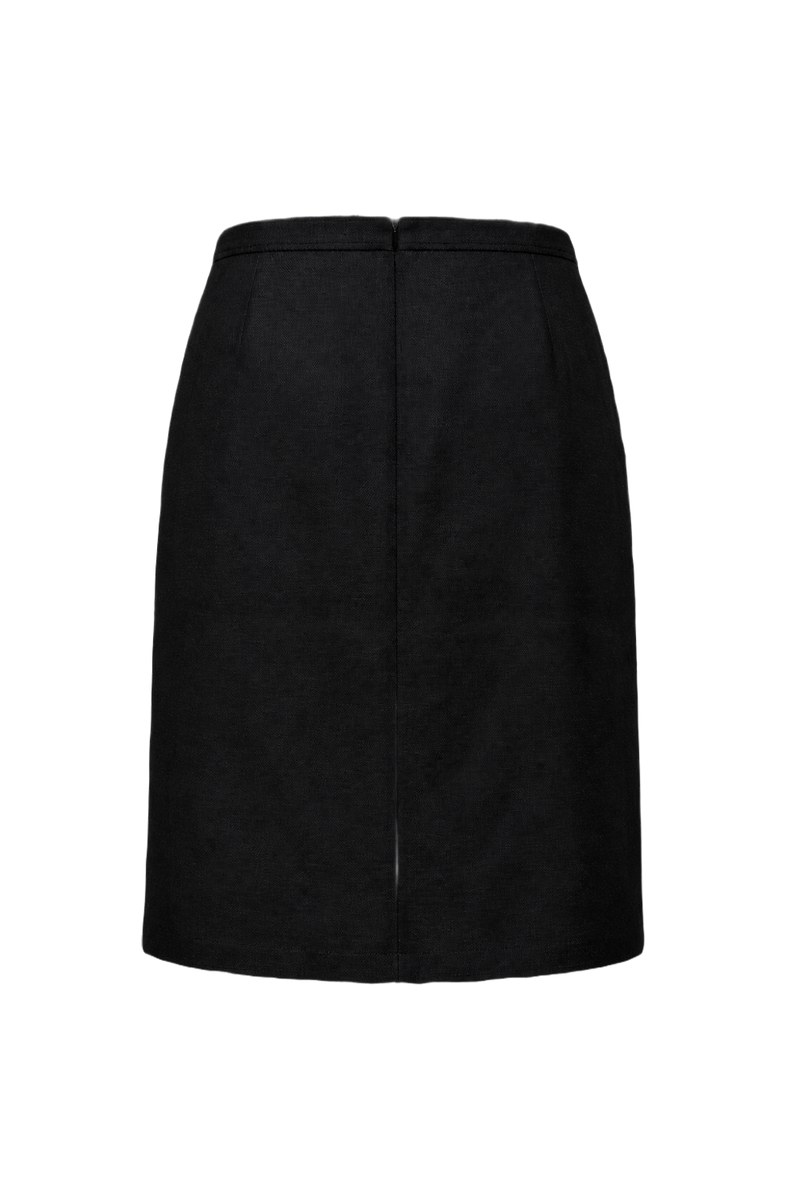 1970s Charcoal Silk Skirt - Back View