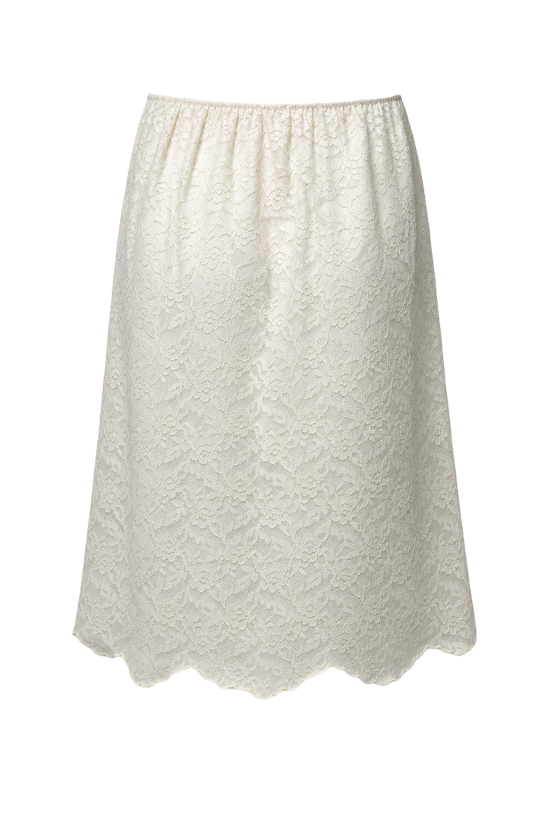 1960s Cream Synthetic Lace Skirt - Back View
