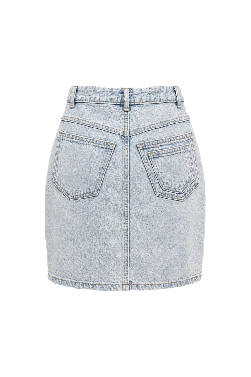 1970s Light Blue Denim Skirt - Back View