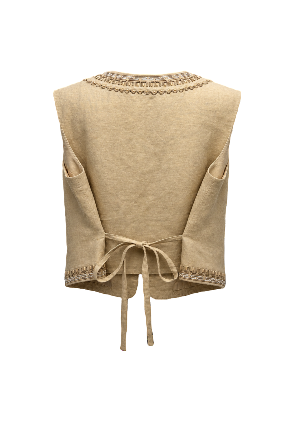 1970s Beige Cotton Vest - Back View