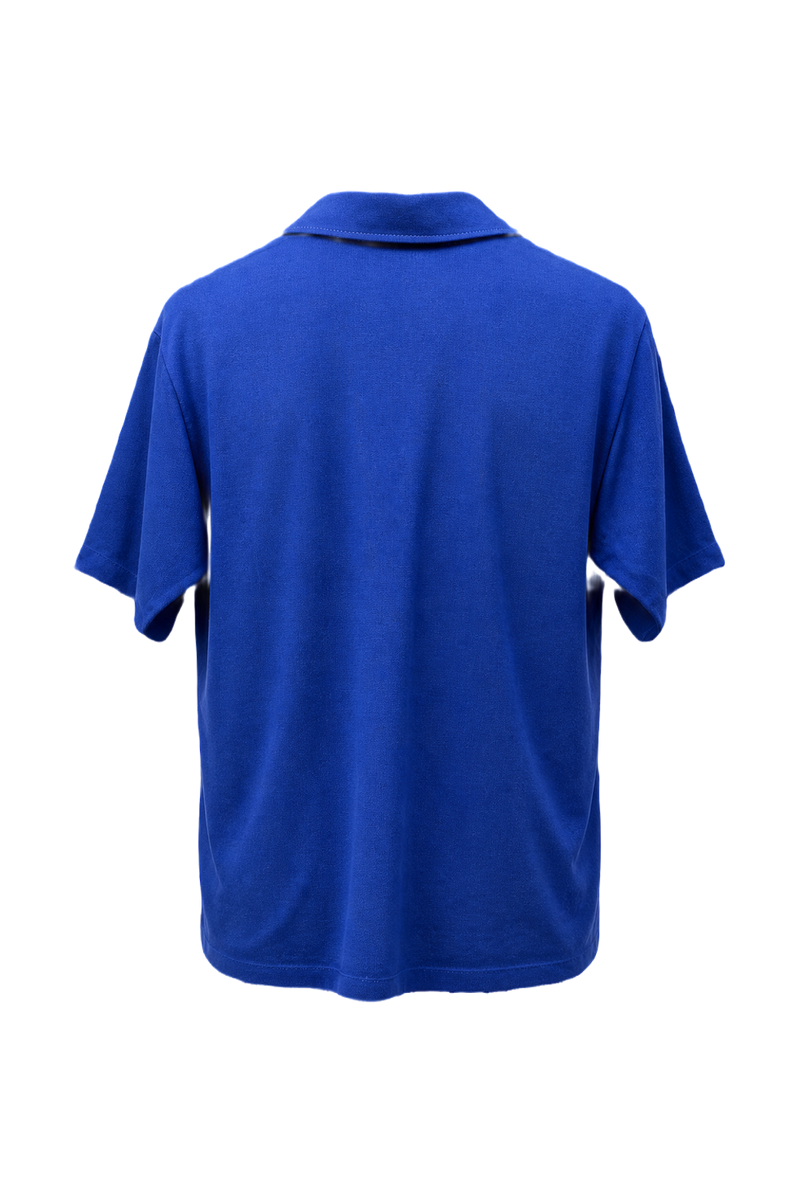 1970s Blue Cotton Blend Shirt - Back View