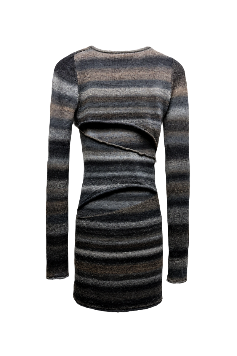 1990s Grey Brown Blend Dress - Back View