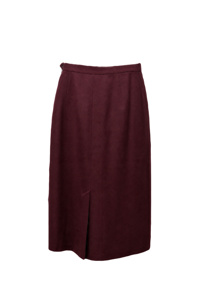 1950s Burgundy Wool Skirt - Back View