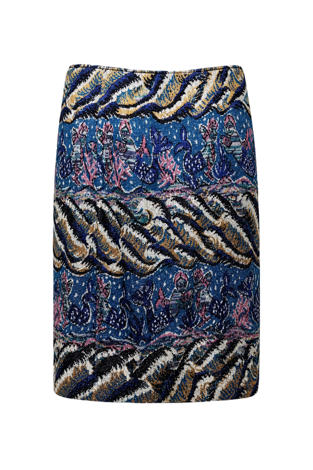 1990s Blue Cotton Blend Skirt - Back View