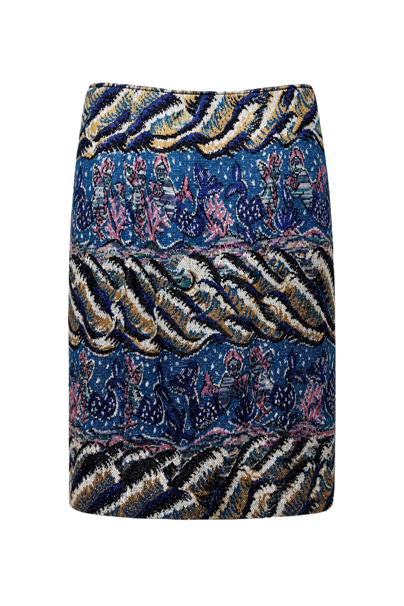 1990s Blue Cotton Blend Skirt - Back View