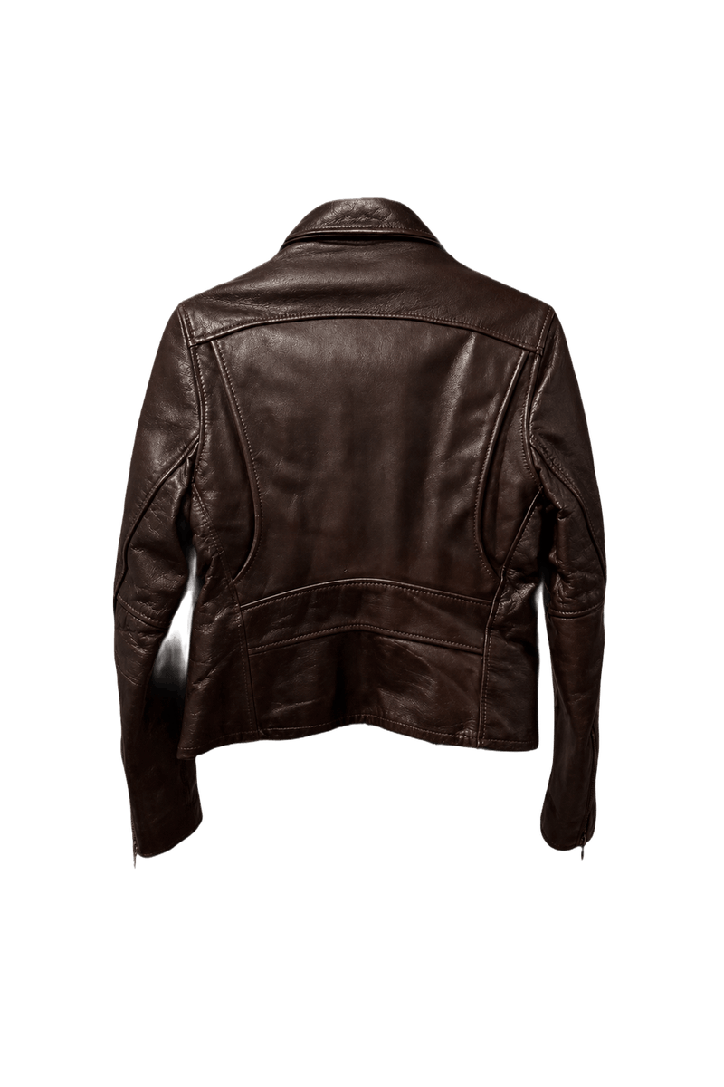 1970s Brown Leather Jacket - Back View