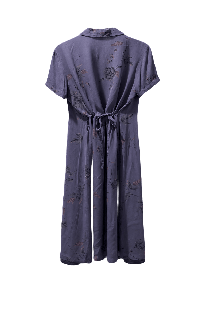 1970s Lavender Rayon Dress - Back View