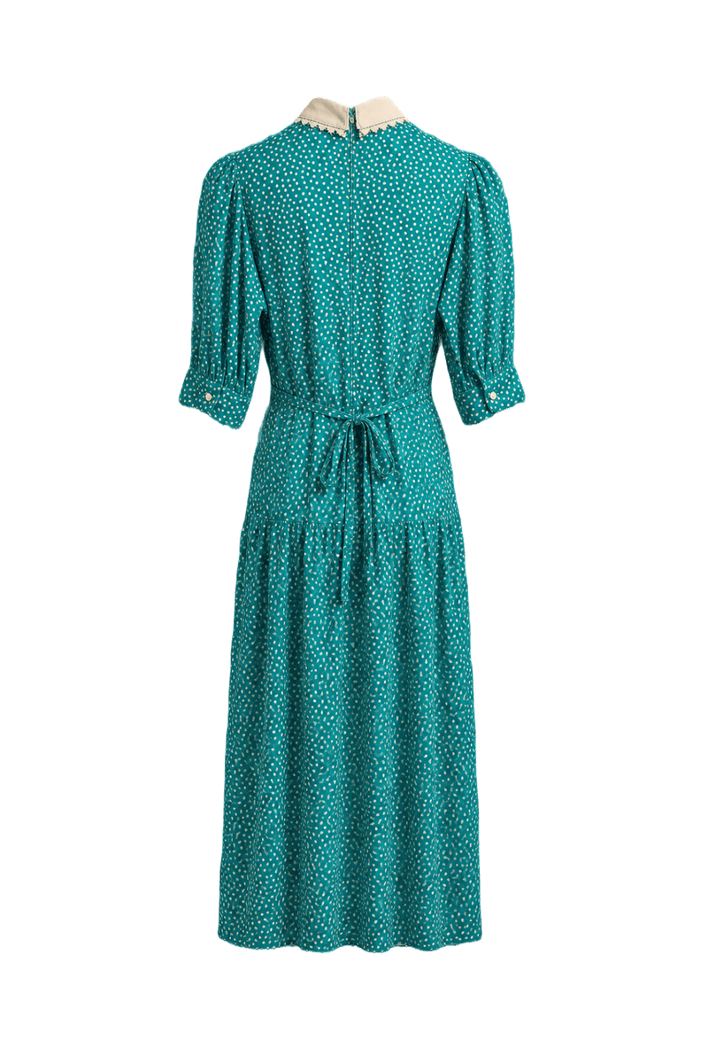 1960s Turquoise Cotton Dress - Back View
