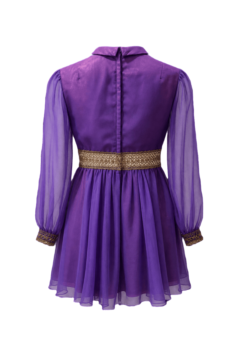1970s Purple Synthetic Dress - Back View