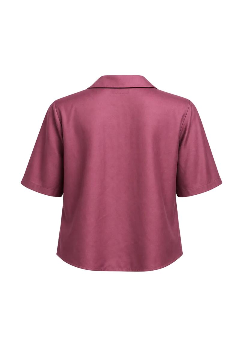 1970s Dusty Rose Pink Silk Blend Blouse - Back View