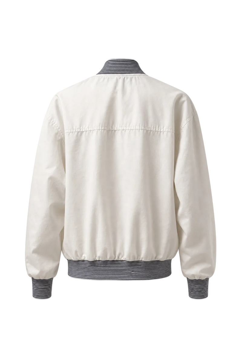 1990s White Cotton Blend Jacket - Back View