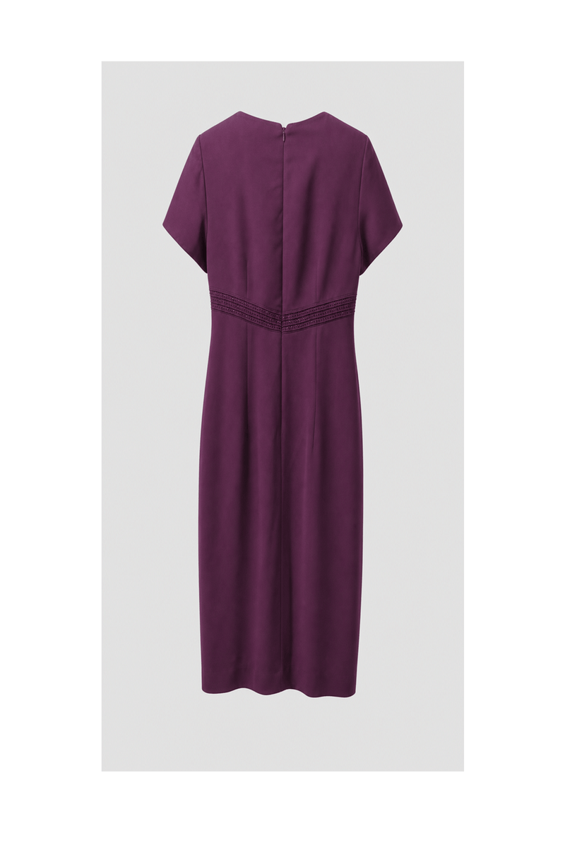 1980s Purple Polyester Dress - Back View
