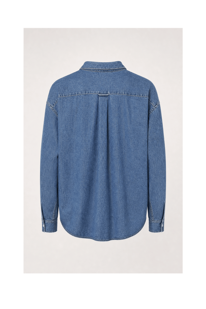 1990s Blue Cotton Button-Down Shirt - Back View