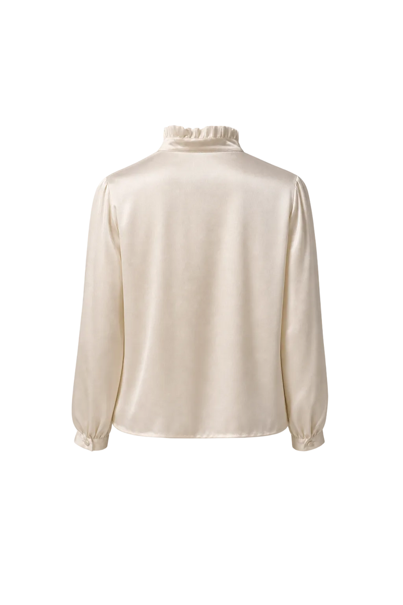 1980s Cream White Silk Blend Blouse - Back View