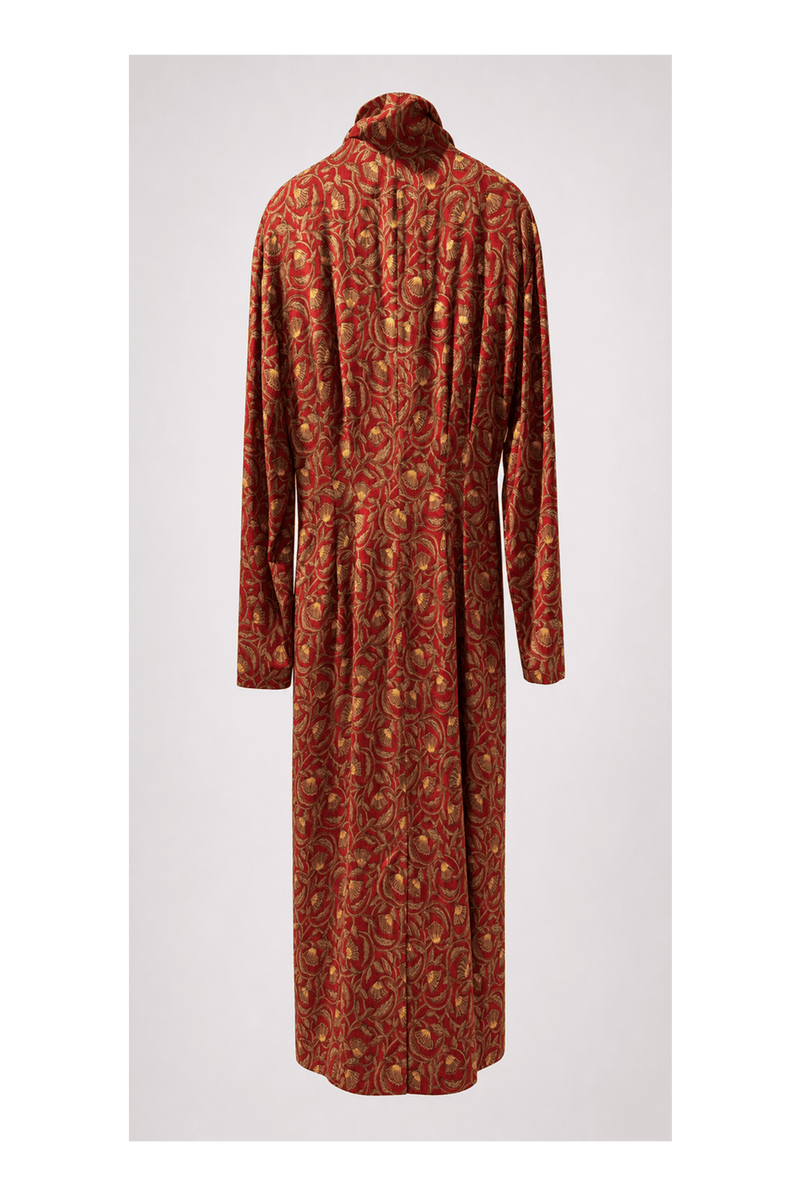 1990s Red Polyester Dress - Back View