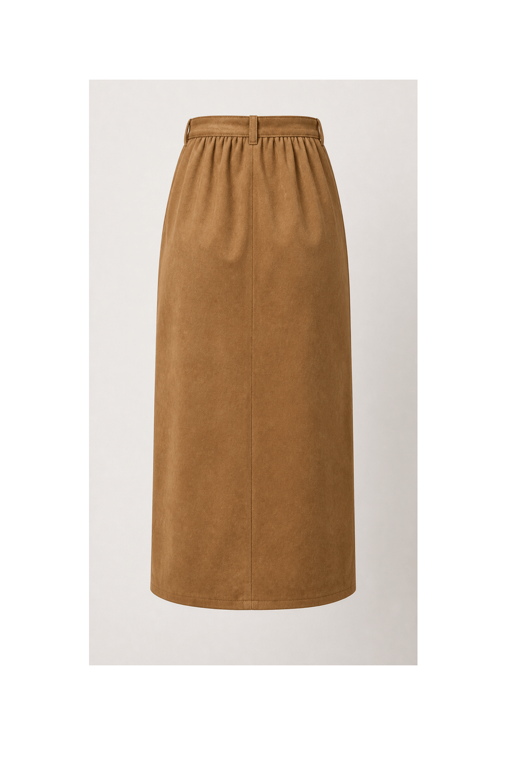 1990s Camel Tan Cotton Blend Skirt - Back View