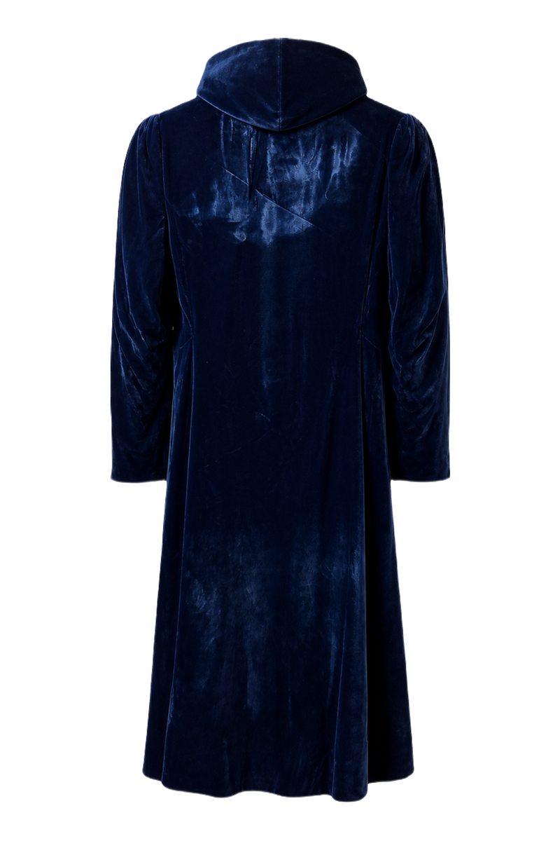 1930s Deep Blue Velvet Coat - Back View