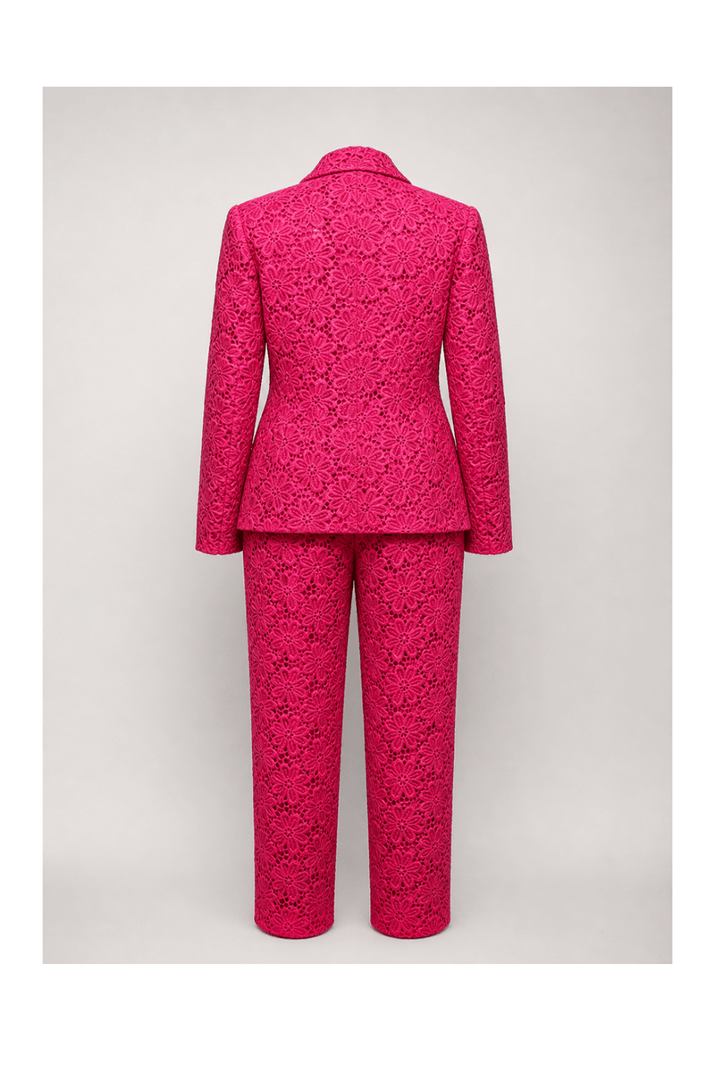 1980s Vibrant Pink Crochet Ensemble - Back View