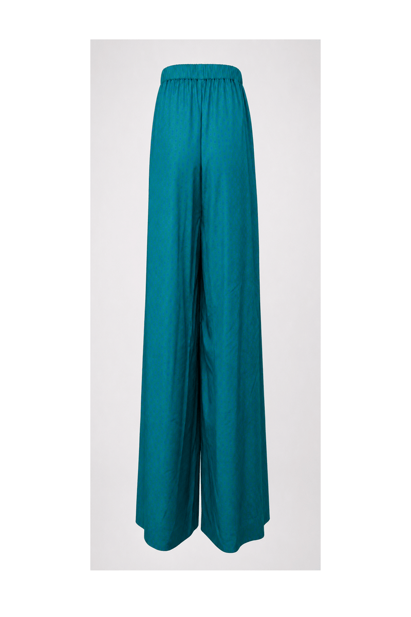 1990s Teal Silk Pants - Back View
