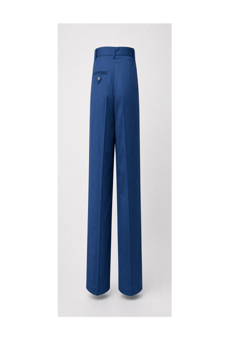 1970s Navy Blue Polyester Trousers - Back View