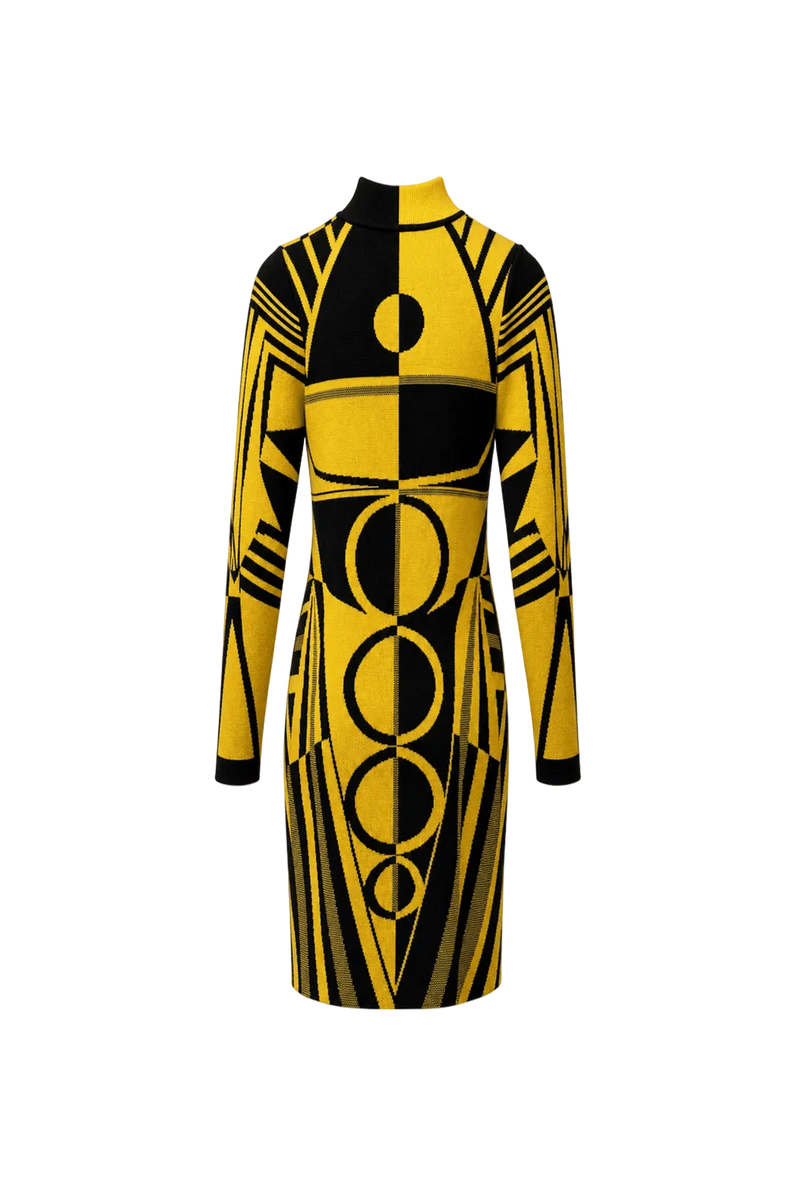 1960s Yellow Cotton Blend Mini Dress - Back View