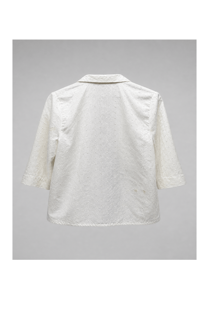 1960s Cream White Cotton Blend Jacket - Back View