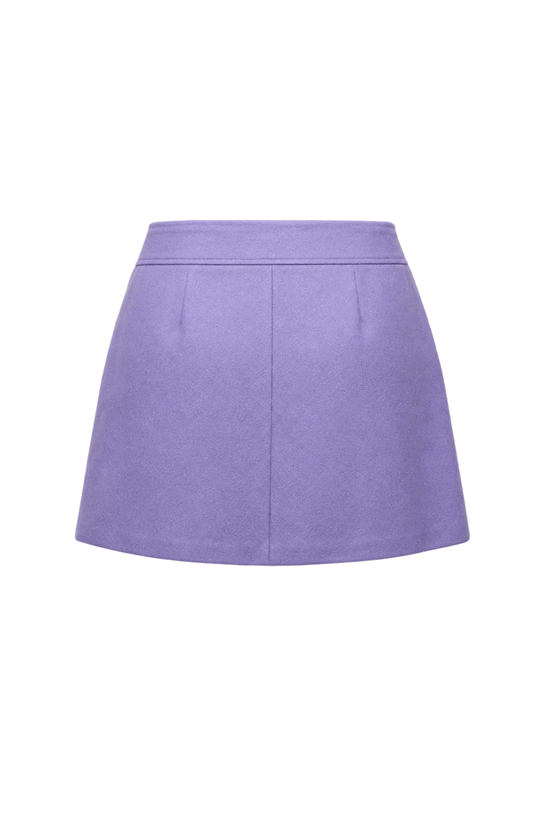1970s Lavender Synthetic Blend Skirt - Back View