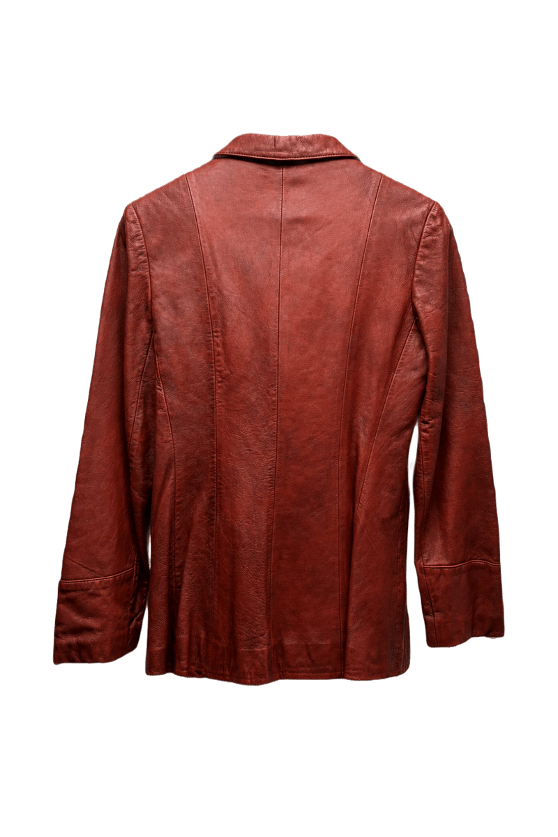 1990s Deep Burgundy Leather Jacket - Back View