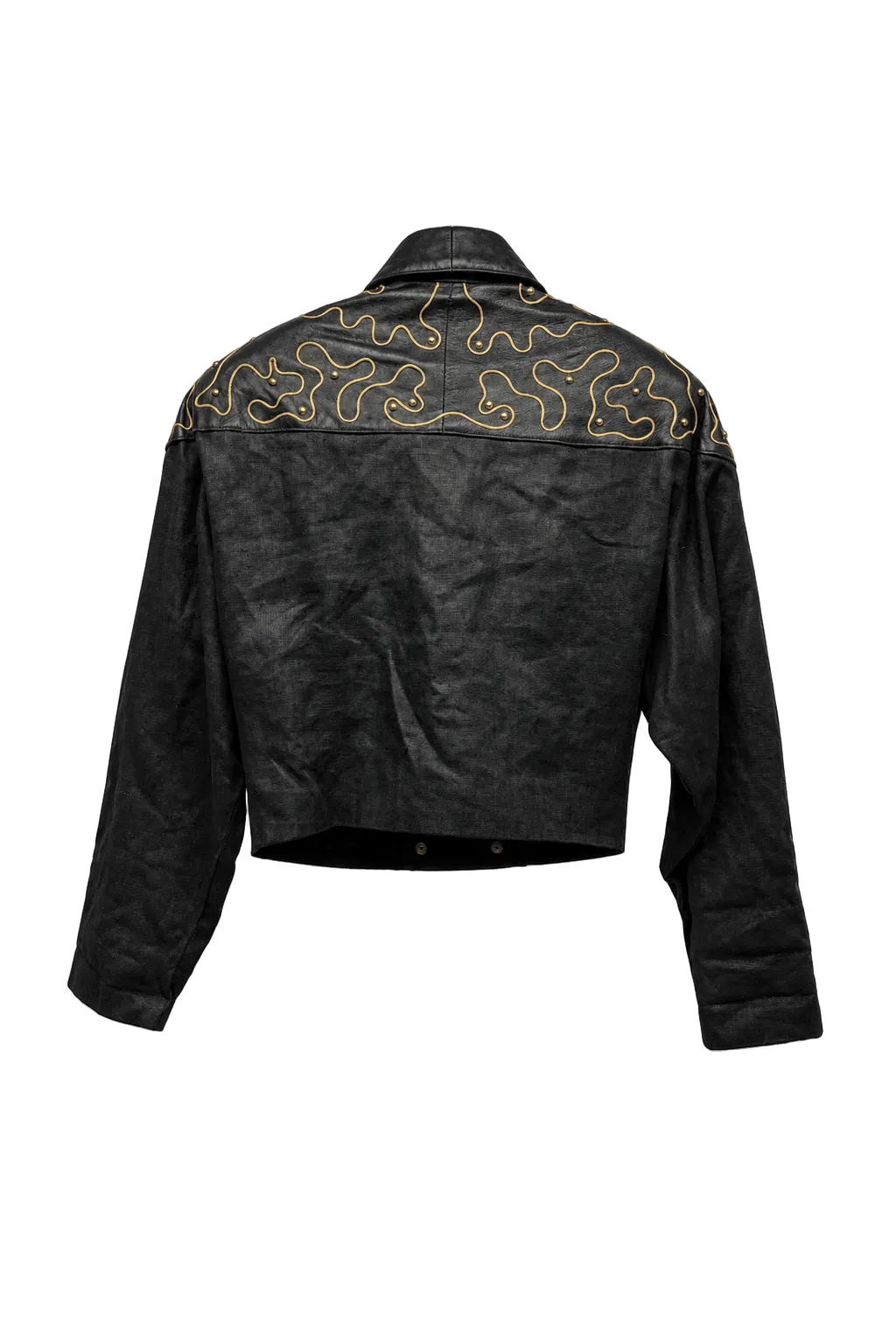 1980s Black Leather Jacket - Back View
