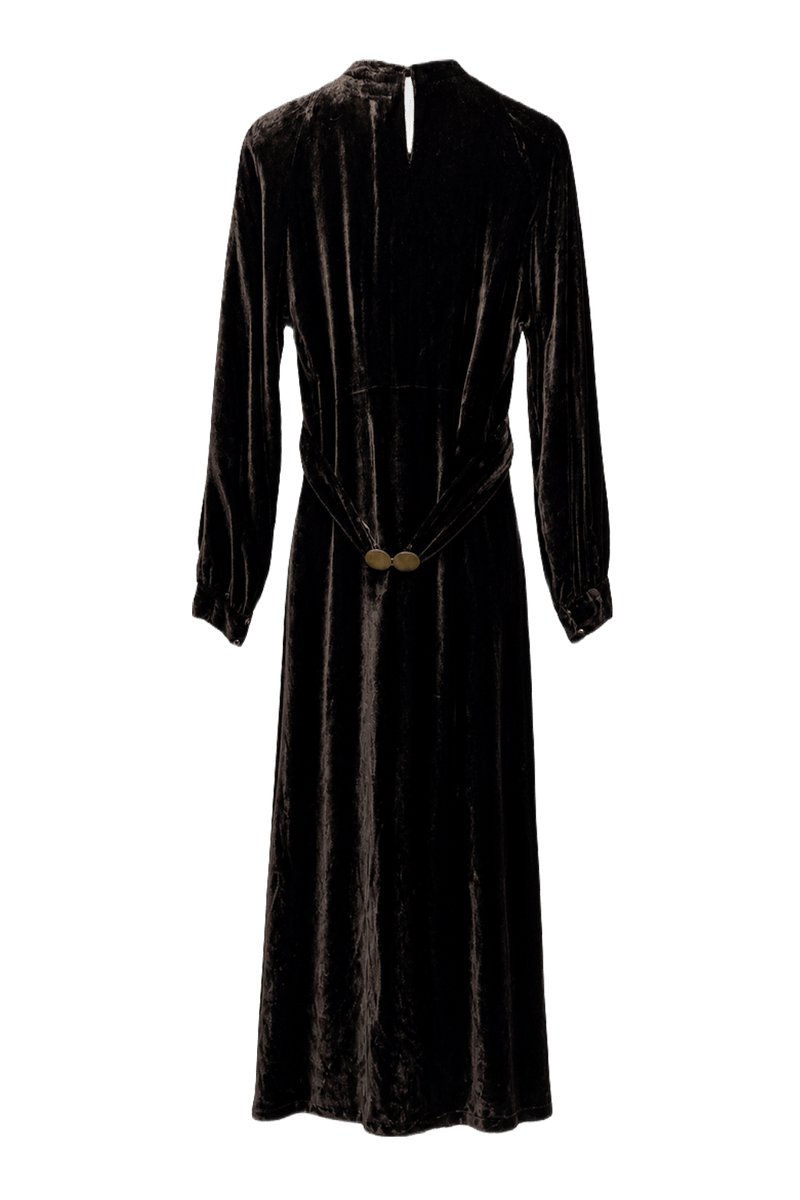 1930s Black Velvet Dress - Back View