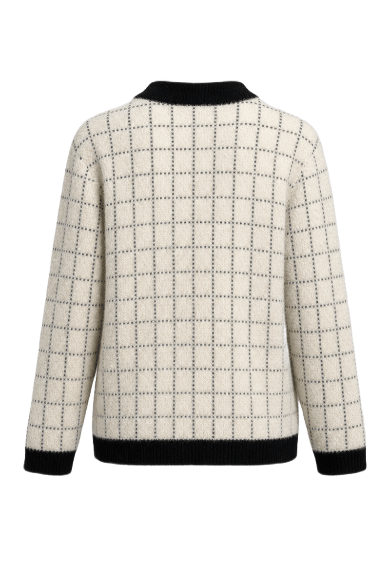 1980s Cream White Wool Blend Cardigan - Back View