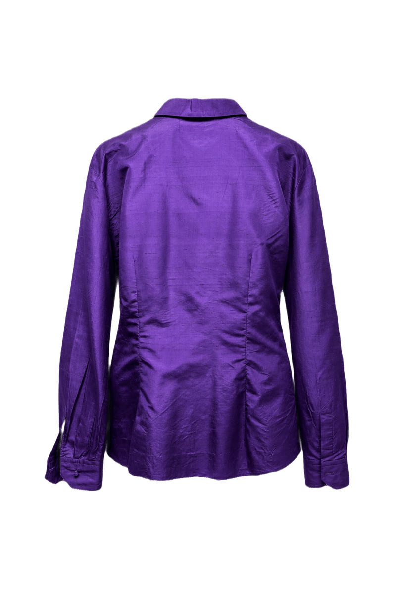 1980s Purple Silk Blouse - Back View