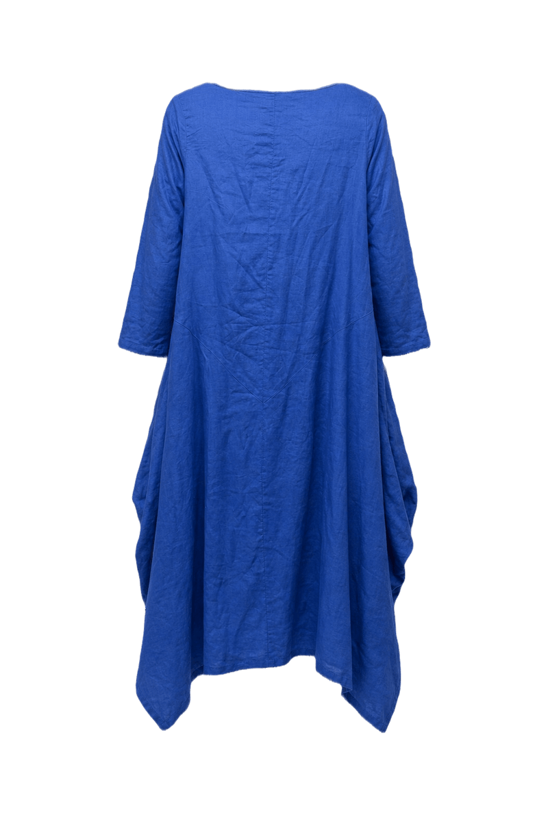 1970s Blue Cotton Dress - Back View