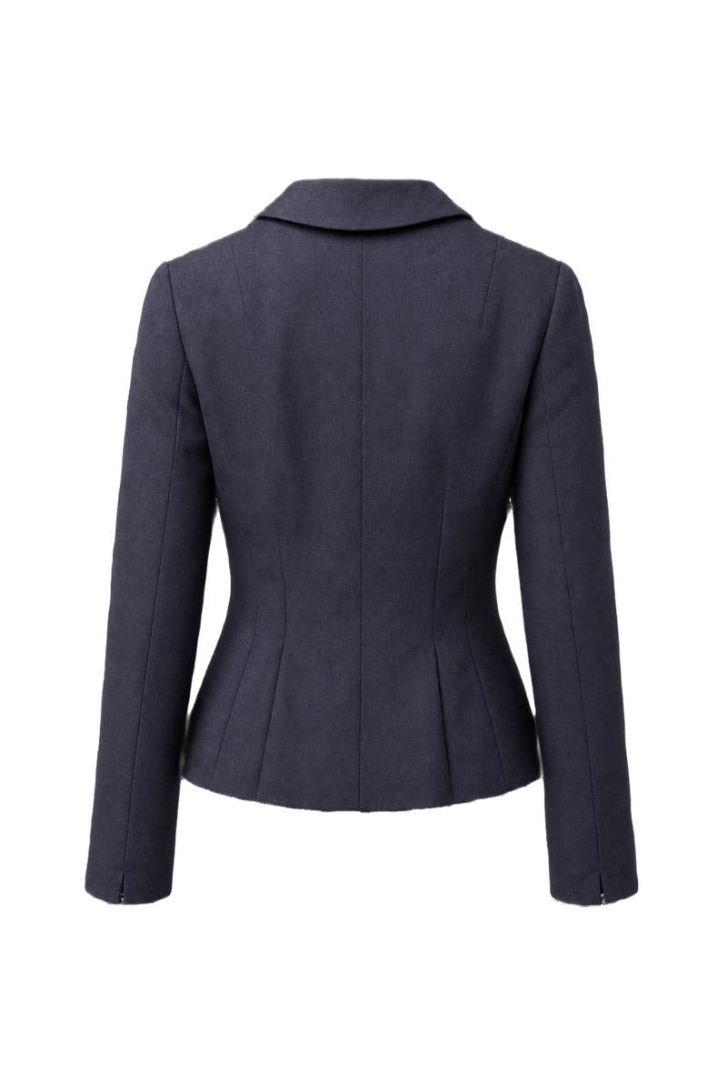 1940s Navy Blue Wool Blend Jacket - Back View
