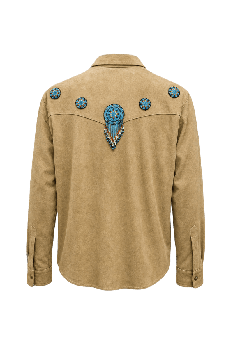 1970s Tan Suede Shirt - Back View