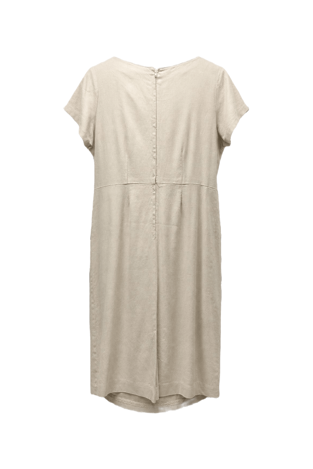 1960s Beige Cotton Blend Shift Dress - Back View