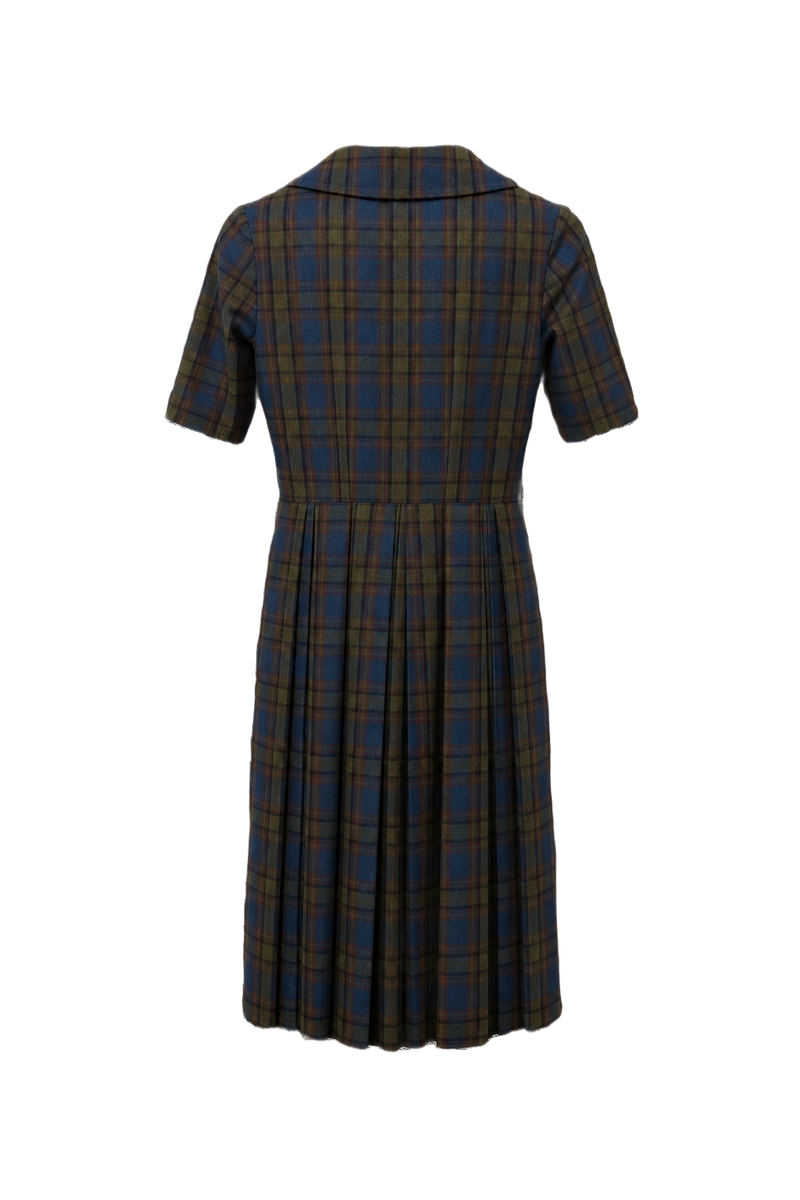 1960s Olive Green Cotton Dress - Back View