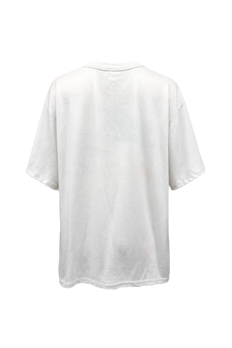 1990s White Cotton Graphic Print T-shirt - Back View