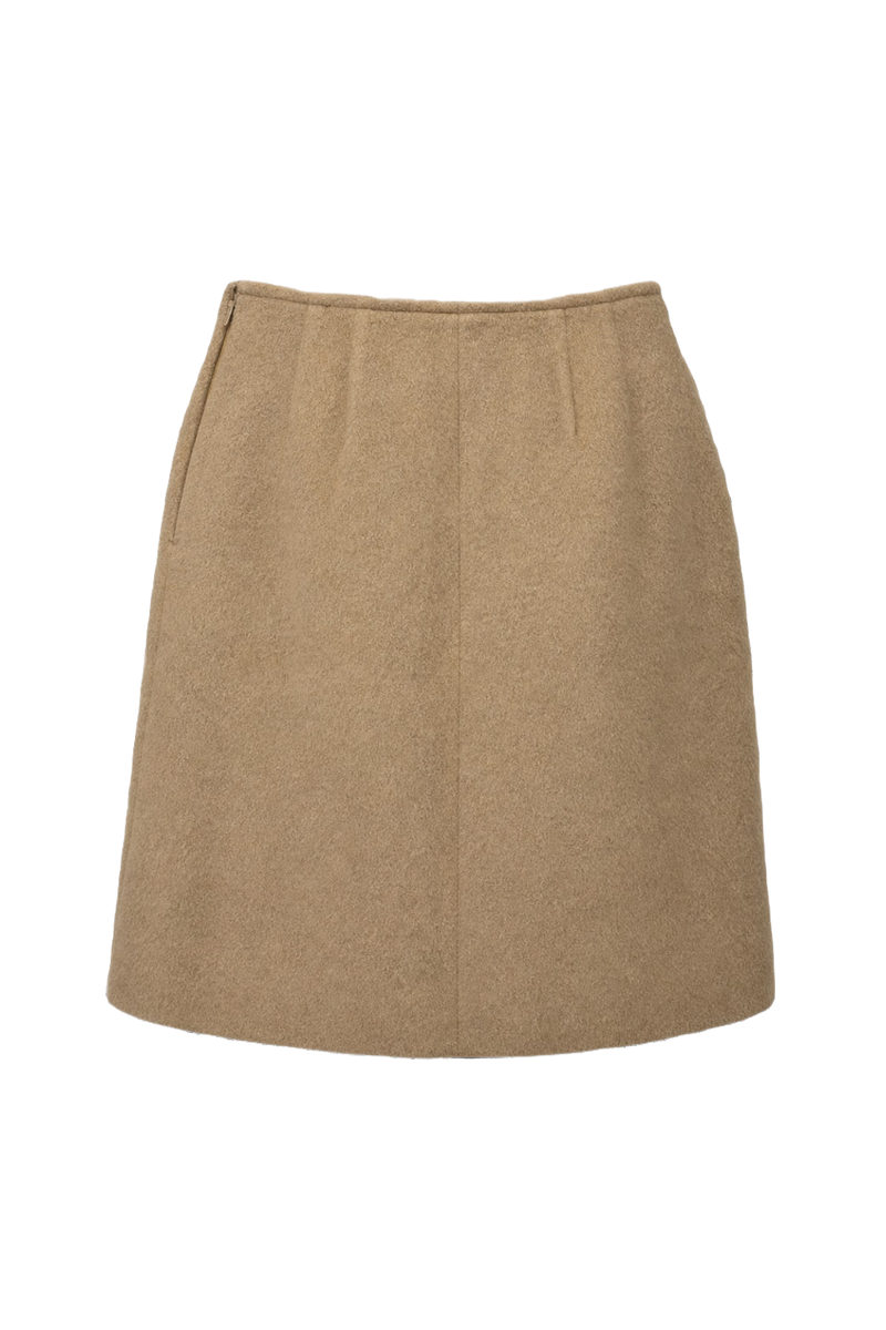 1960s Beige Wool Blend Skirt - Back View