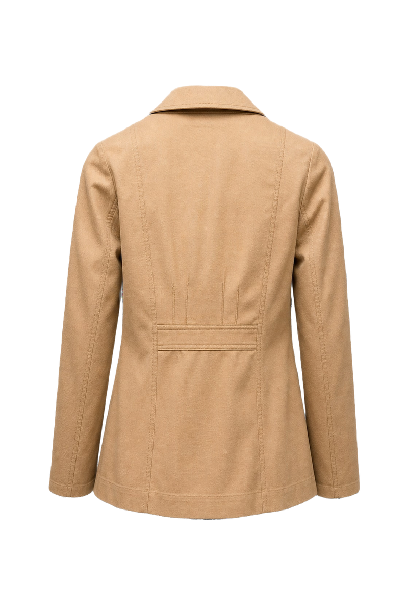 1980s Beige Cotton Blend Blazer - Back View
