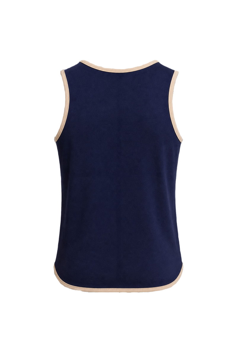 1990s Navy Blue Cotton Tank Top - Back View