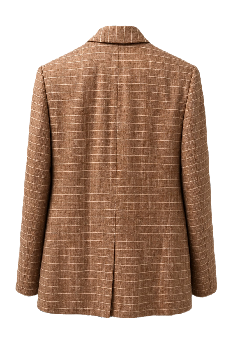 1980s Tan Wool Blend Blazer - Back View